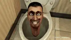 Man in toilet with gun flushes