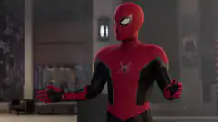 Spider-Man shrugging in suit