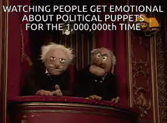 Statler and Waldorf watching political puppets