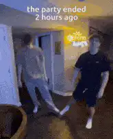 Two guys dancing after the party ended