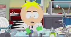 Jimmy washing dishes in South Park