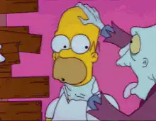 Homer Simpson grabbed by two zombies