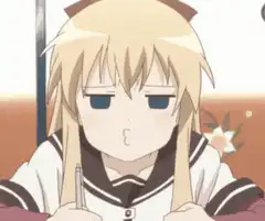 anime girl writing with blank stare