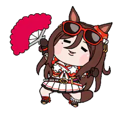 Chibi horse girl dancing with pom-pom