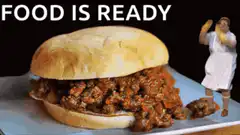 Food is ready doll kicks sloppy joe