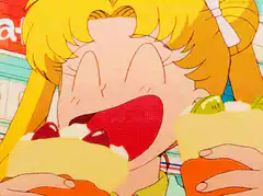 Sailor Moon eating a giant sandwich