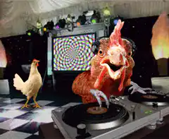 DJ Chicken with hypnotic screen