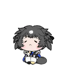 chibi character sitting with closed eyes