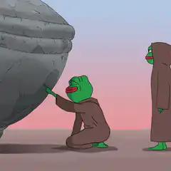 Pepe pushes rock and ascends