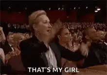Woman in audience shouting That's my girl