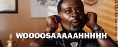 Woosah man putting fingers in ears