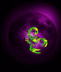 Green Scorpion on Purple Moon