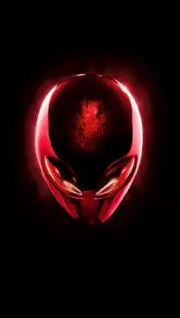 Glowing red alien mask