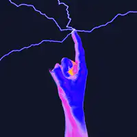 Thermal hand touching lightning