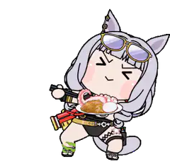 Chibi Horse Girl Eating Octopus