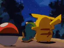 Pikachu and Squirtle with Pokeball