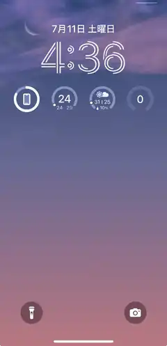 iPhone lock screen with weather and time