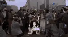 Robot raising arms in celebration