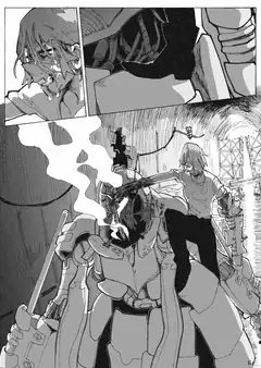 Anime girl with sword and robot