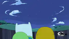 Adventure Time characters watch fireworks spell BUTT