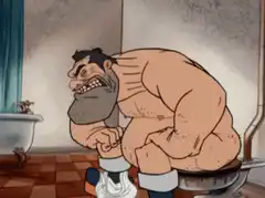 Hercules straining on the toilet