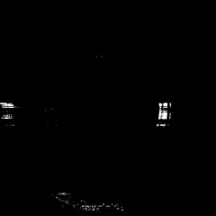 glitchy white symbol on black