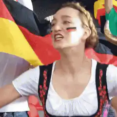 German fan celebrating with flag