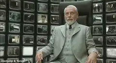 Donald Sutherland as President Snow shrugging
