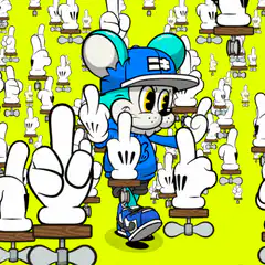 Blue Mouse Character Giving the Middle Finger