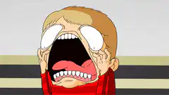 Boy screaming with hands on face