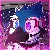 Blue bird pixel art character glitch