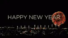 Happy New Year fireworks over city