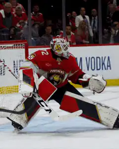 Florida Panthers goalie makes save
