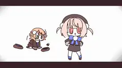 Chibi girls with bread and beret