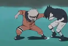 Naruto headbutts Sasuke