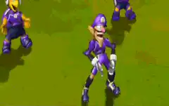 Waluigi dancing in Mario Tennis