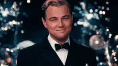 Leonardo DiCaprio toasting with champagne