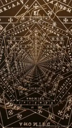 Golden occult symbol tunnel