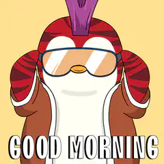 Cool penguin saying good morning