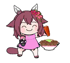 Chibi horse girl with curry and carrot