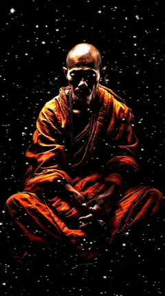 Buddha meditating in space