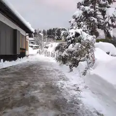 snowy path next to house