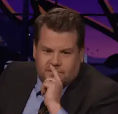 James Corden Shushing and Thinking
