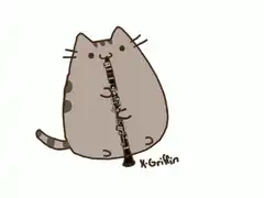 Pusheen playing clarinet honk