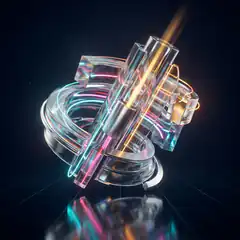 futuristic glass and neon rings