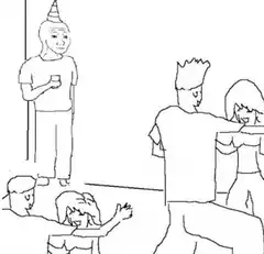 party with dancing and standing guy