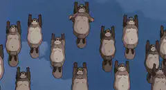 Totoro characters falling and transforming