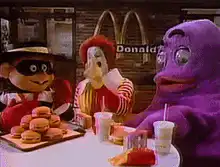 McDonald's mascots at a table
