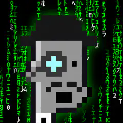 pixel art character matrix background