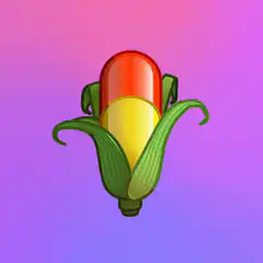 Corn cob with red and yellow kernels